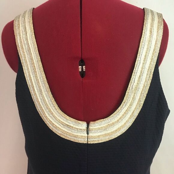 Lilly Pulitzer Valli Shift Dress Women's Size 14 Navy Blue w/Gold & Silver Trim - Picture 7 of 12